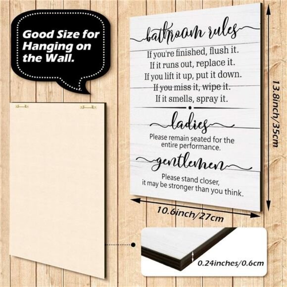 Signs for Bathroom Restroom Wall Art Decor Funny Toilet Signs for Bathroom - Picture 2 of 8